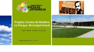 Projeto: Coreto de Madeira no Parque Municipal Antuâ 
Pedro Santos 12º L, nº 12 
Valor: 6000€ - âmbito municipal  