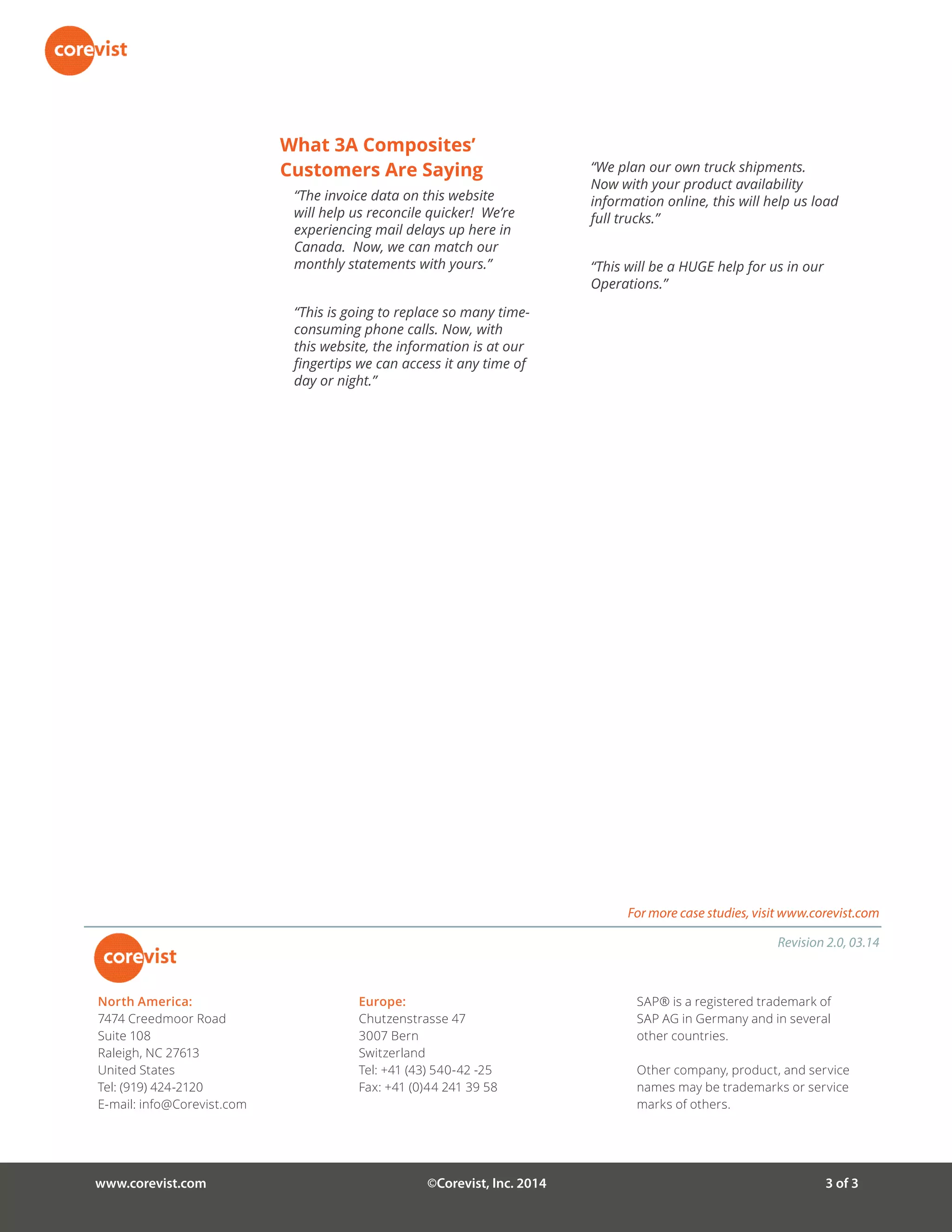 Corevist Case Study--3A Composites | PDF