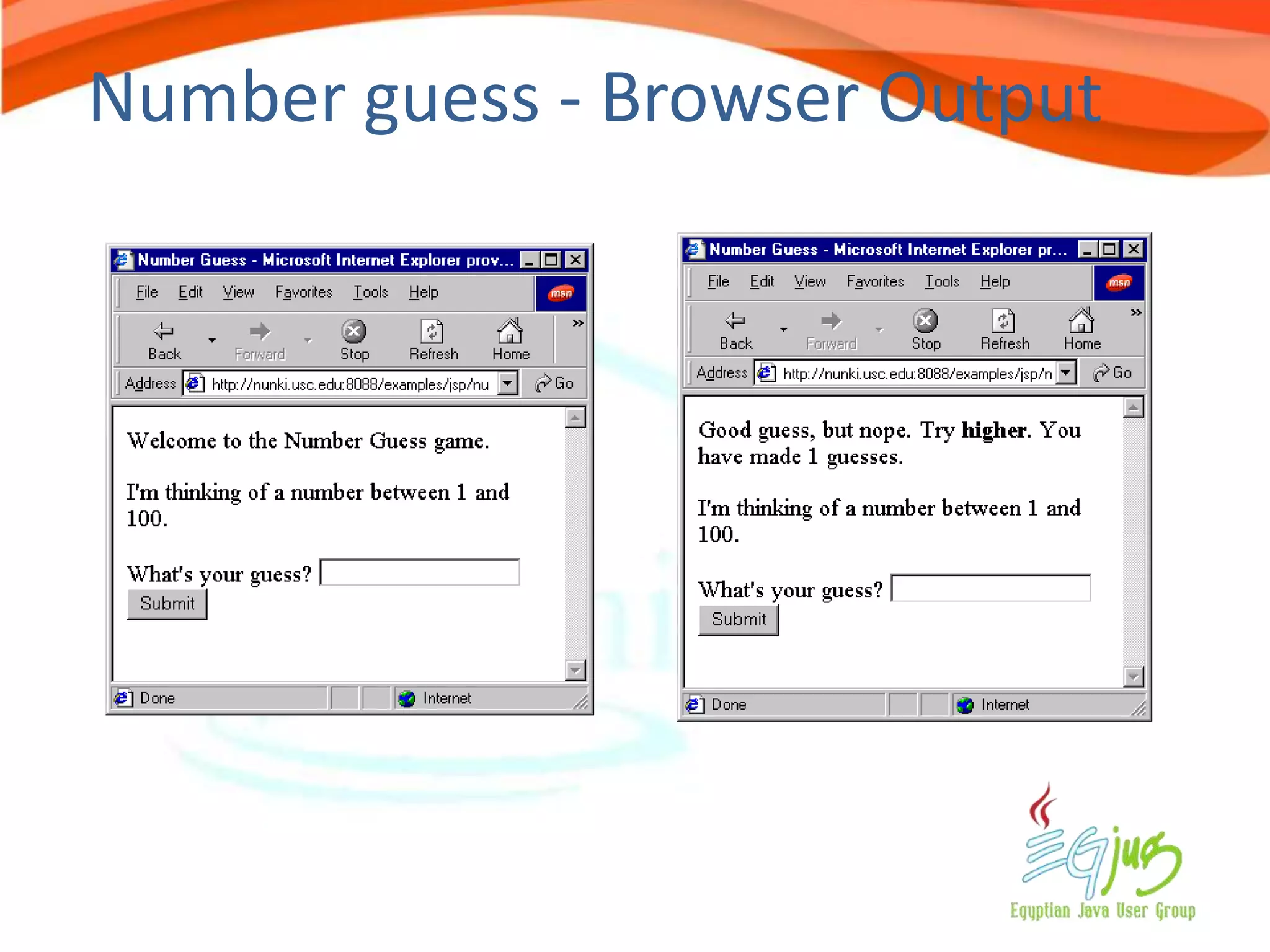 Number guess - Browser Output
 