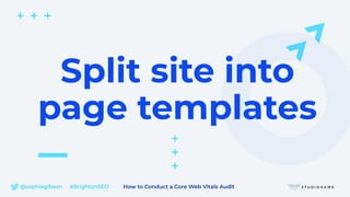 @sophiegibson #BrightonSEO How to Conduct a Core Web Vitals Audit
Split site into
page templates
 