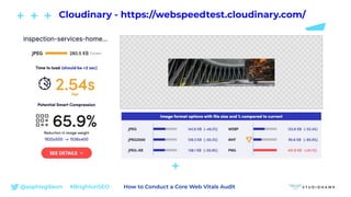 @sophiegibson #BrightonSEO How to Conduct a Core Web Vitals Audit
Cloudinary - https://webspeedtest.cloudinary.com/
 