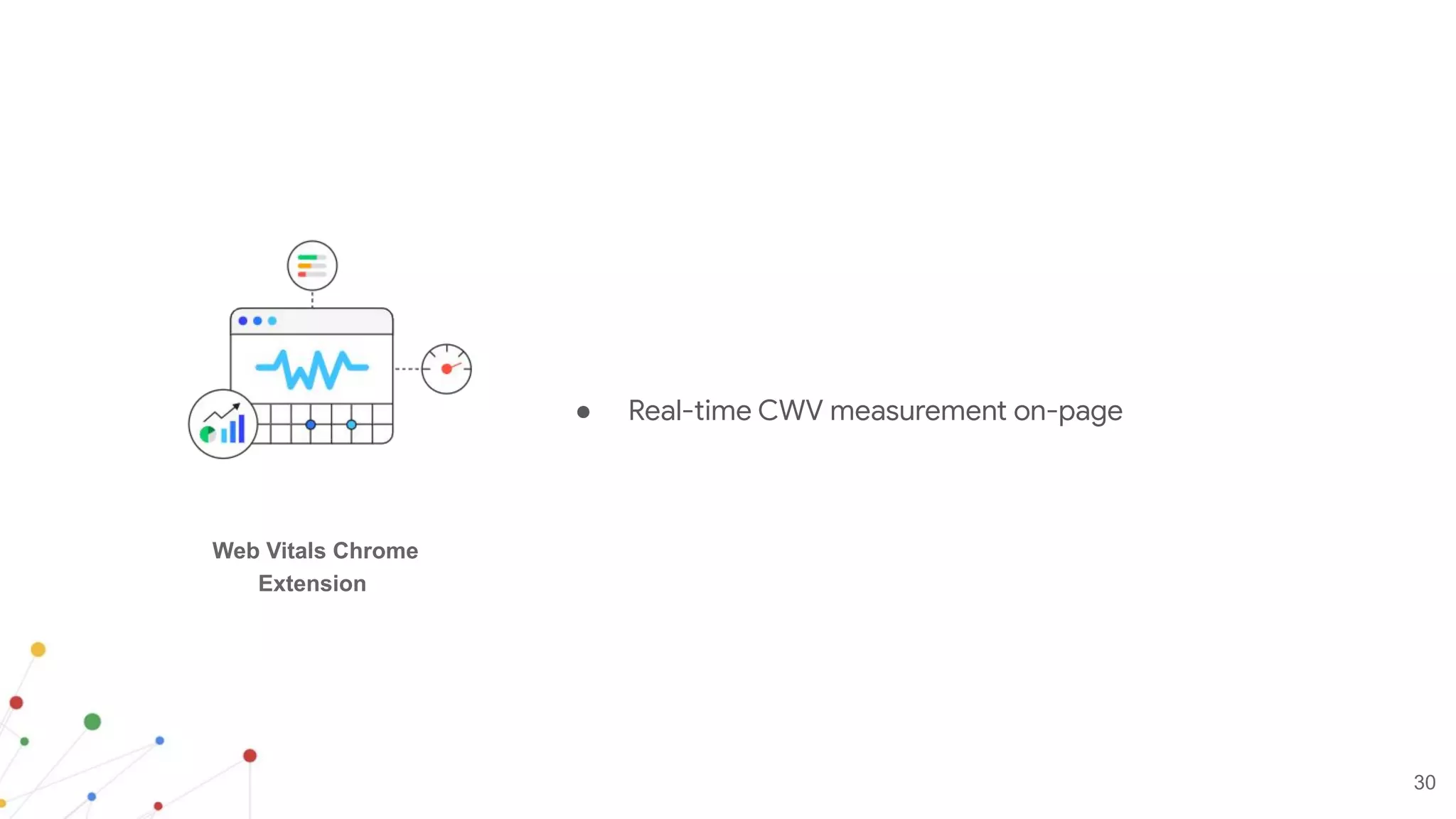 30
● Real-time CWV measurement on-page
Web Vitals Chrome
Extension
 