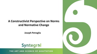 A Constructivist Perspective on Norms
and Normative Change
Joseph Petraglia
 