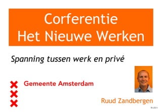 Corferentie Het Nieuwe Werken Spanning tussen werk en privé Ruud Zandbergen 