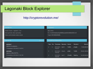 Lagonaki Block Explorer
http://cryptorevolution.me/
 