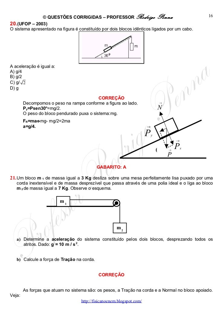 Questoes Corrigidas Em Word Leis De Newton Conteudo Vinculado Ao