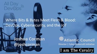 November 15, 2016
Where Bits & Bytes Meet Flesh & Blood:
DevOps, Cybersecurity, and the IoT
Director | Cyber Statecraft Initiative
Joshua Corman
@joshcorman
 