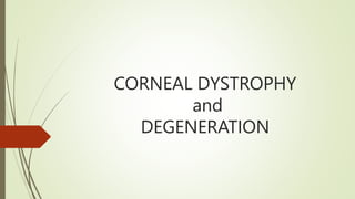 CORNEAL DYSTROPHY
and
DEGENERATION
 