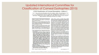 Updated International Committee for
Classification of Corneal Dystrophies (2015)
 