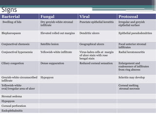 Punctate Abscess Corneal ulcers types , clinical features and management pptx | PPTX