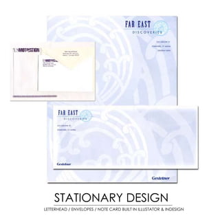 STATIONARY DESIGN
LETTERHEAD / ENVELOPES / NOTE CARD BUILT IN ILLUSTATOR & INDESIGN
 