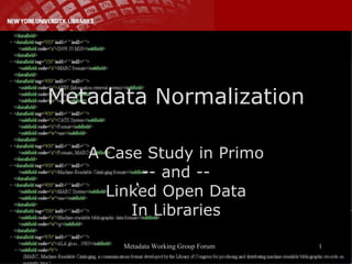Metadata Normalization A Case Study in Primo -- and -- Linked Open Data In Libraries 