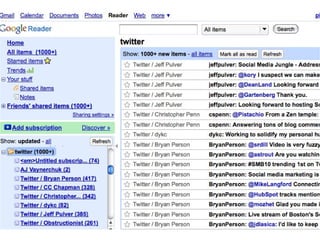 The User Multiface
     Browser • SMS • IM • RSS reader

Clients: iPhone • Blackberry • desktop • SMS

   Lifestream aggregator, Facebook, blogs

                     …
 