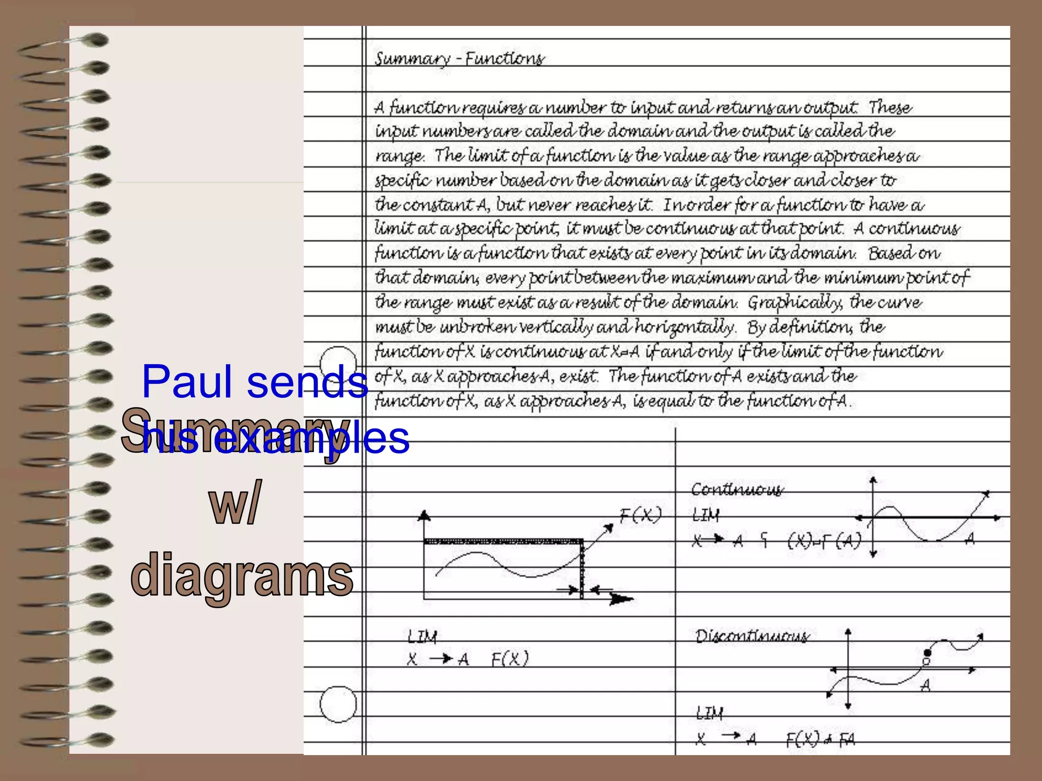 Paul sends
his examples
 