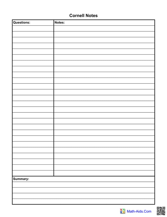 Cornell Notes . How to write notes effectively. | PDF