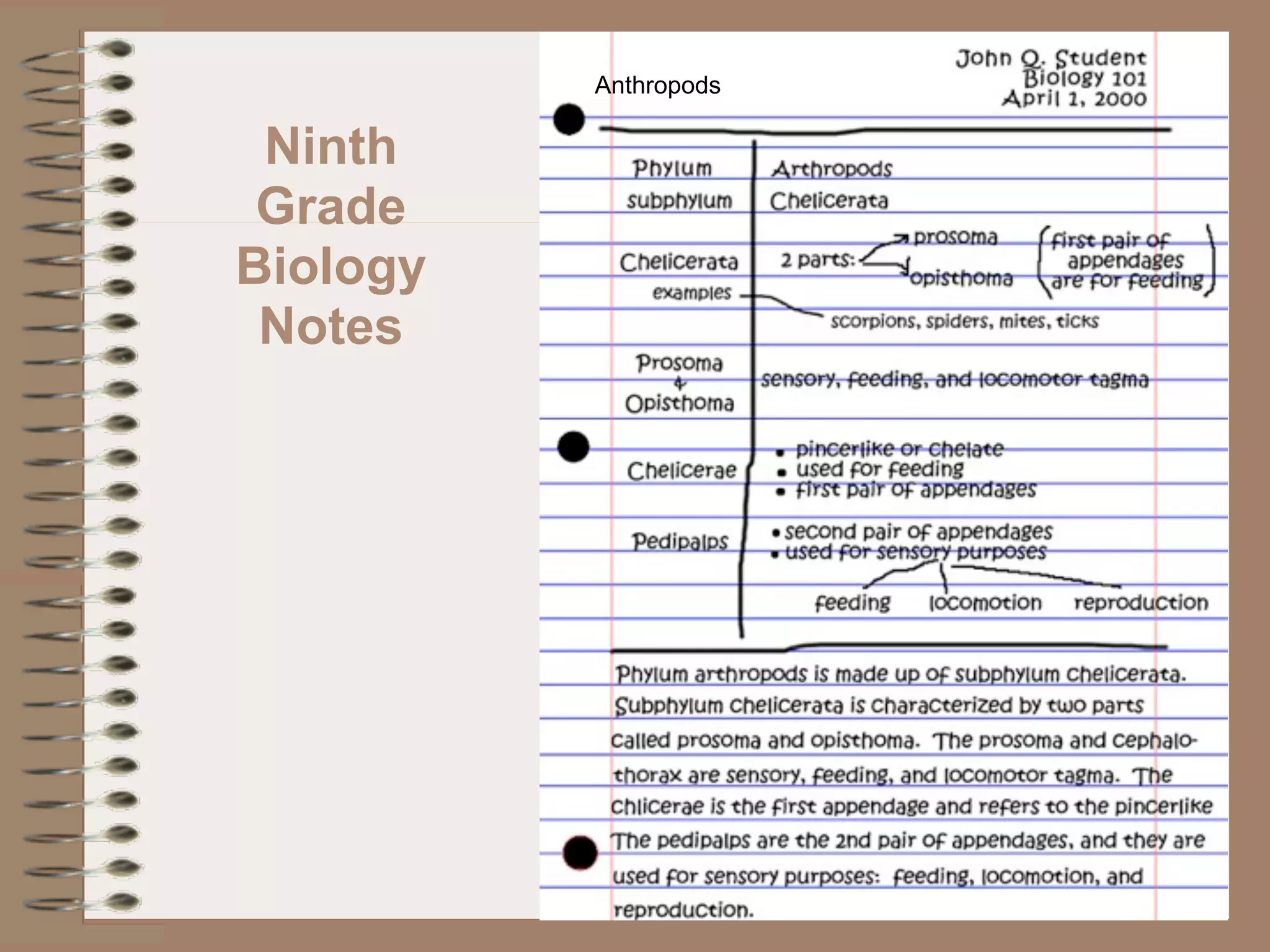 Anthropods

 Ninth
 Grade
Biology
 Notes
 