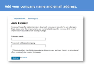 Add your company name and email address.
 
