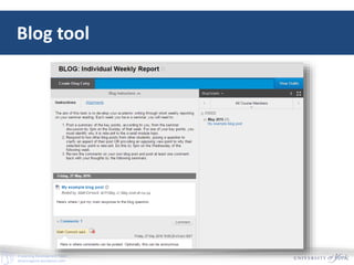 E-Learning Development Team
elearningyork.wordpress.com
Blog tool
 