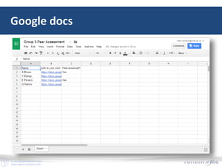 E-Learning Development Team
elearningyork.wordpress.com
Google docs
 