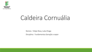 Nomes: Felipe Rosa, Luka Chaga
Disciplina: Fundamentos Geração a vapor
Caldeira Cornuália
 