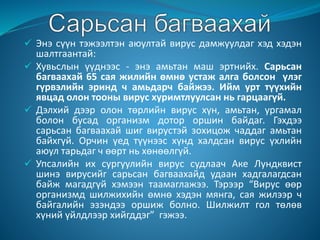  Энэ сүүн тэжээлтэн аюултай вирус дамжуулдаг хэд хэдэн
шалтгаантай:
 Хувьслын үүднээс - энэ амьтан маш эртнийх. Сарьсан
багваахай 65 сая жилийн өмнө устаж алга болсон үлэг
гүрвэлийн эринд ч амьдарч байжээ. Ийм урт түүхийн
явцад олон тооны вирус хуримтлуулсан нь гарцаагүй.
 Дэлхий дээр олон төрлийн вирус хүн, амьтан, ургамал
болон бусад организм дотор оршин байдаг. Гэхдээ
сарьсан багваахай шиг вирустэй зохицож чаддаг амьтан
байхгүй. Орчин үед түүнээс хүнд халдсан вирус үхлийн
аюул тарьдаг ч өөрт нь хөнөөлгүй.
 Упсалийн их сургуулийн вирус судлаач Аке Лундквист
шинэ вирусийг сарьсан багваахайд удаан хадгалагдсан
байж магадгүй хэмээн таамаглажээ. Тэрээр “Вирус өөр
организмд шилжихийн өмнө хэдэн мянга, сая жилээр ч
байгалийн эзэндээ оршиж болно. Шилжилт гол төлөв
хүний үйлдлээр хийгддэг” гэжээ.
 