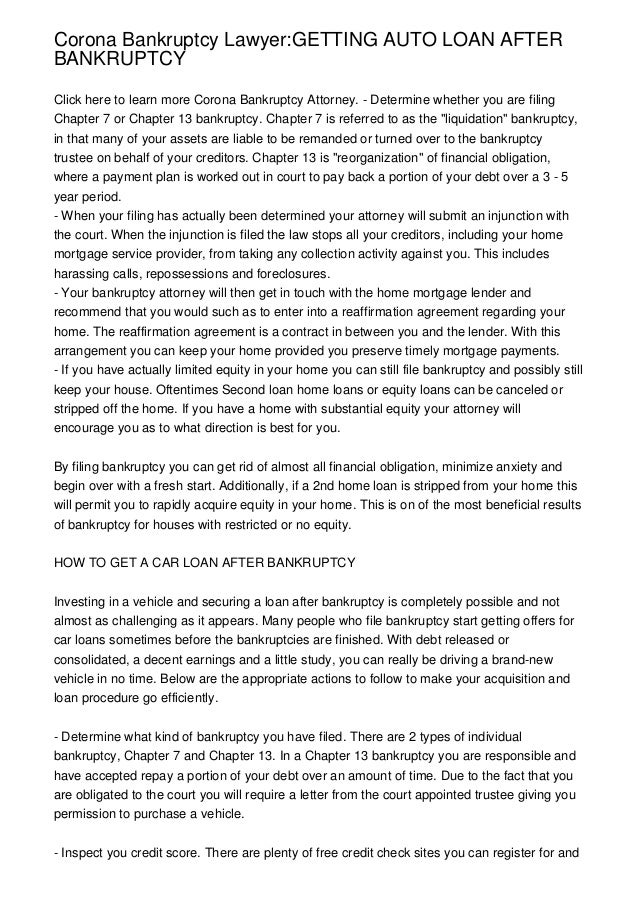 getting an auto loan after bankruptcy