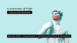 Corona Crisis Response
Remote Work | Virtual Teams | Optimizing Workflows & Operations
Dr. Arndt Pechstein|
 