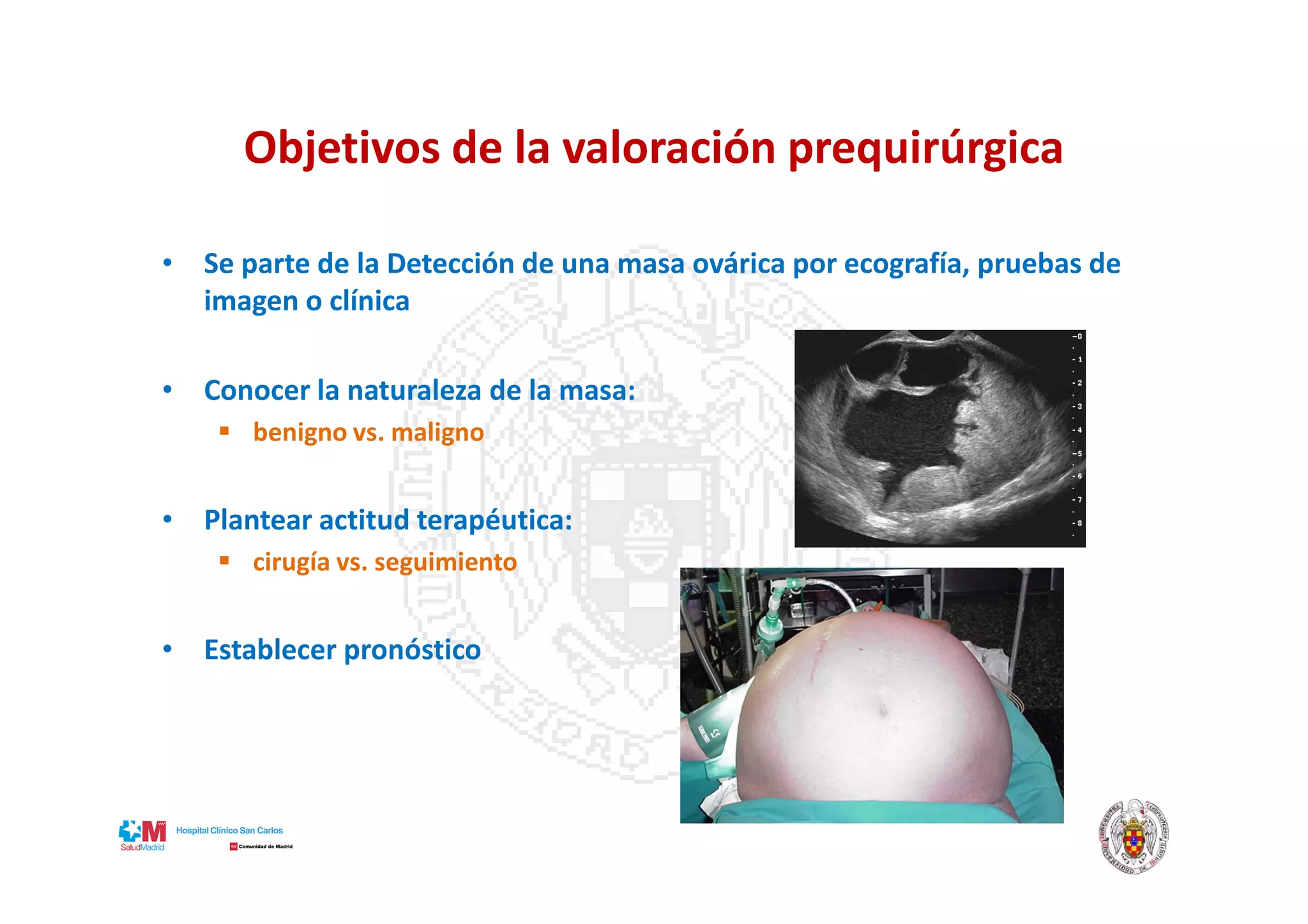 Valoración prequirúrgica de la patología ovárica: EH4, CA 125 e Índice ...