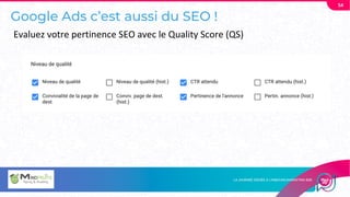 Google Ads c’est aussi du SEO !
54
Evaluez votre pertinence SEO avec le Quality Score (QS)
 