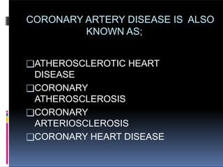 coronary artery disease and its prevention. | PPTX