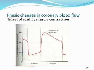 Phasic changes in coronary blood flow
Effect of cardiac muscle contraction
30
 