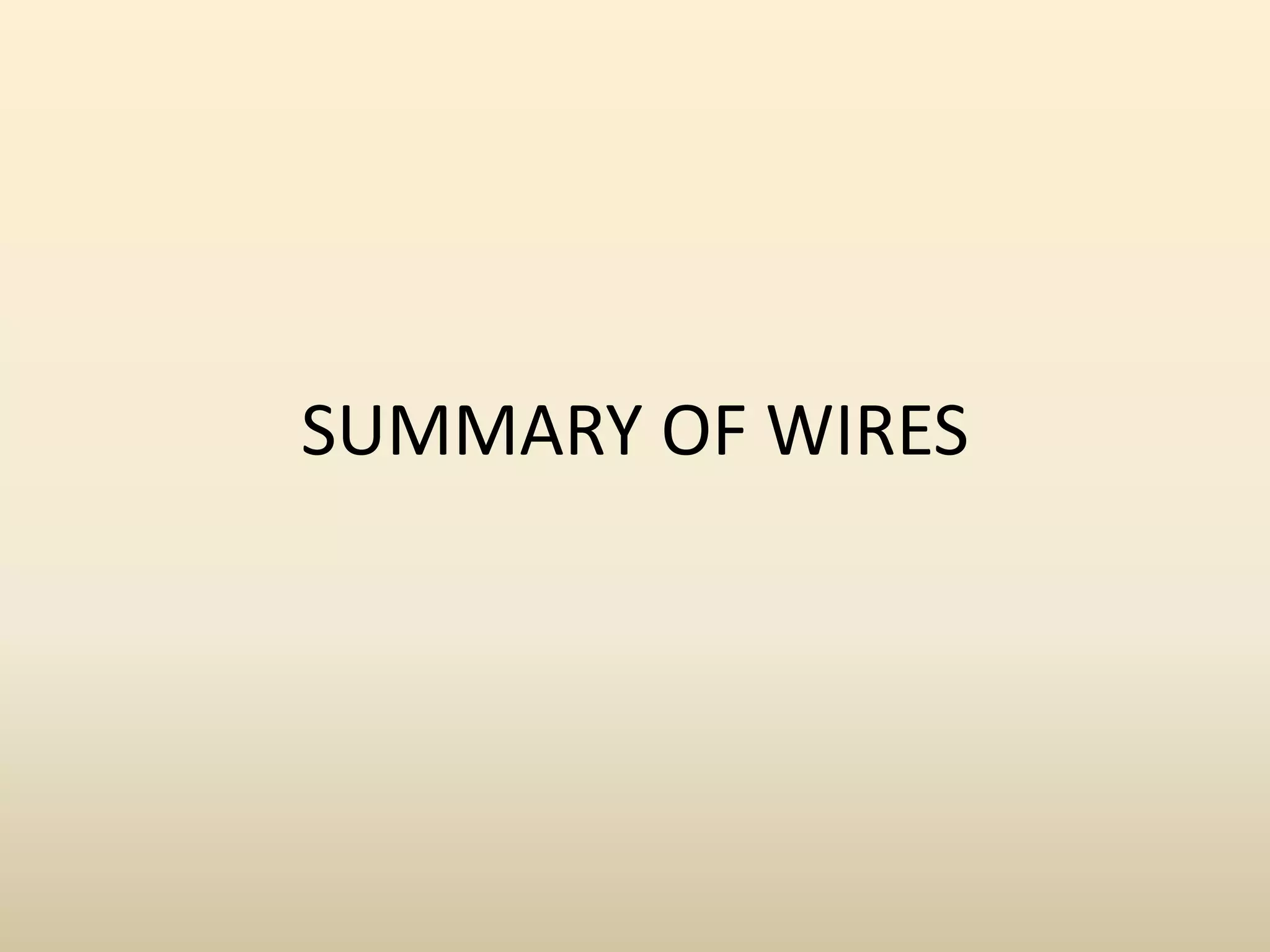 SUMMARY OF WIRES
 