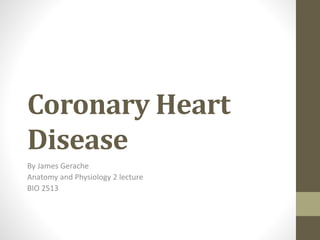 Coronary Heart
Disease
By James Gerache
Anatomy and Physiology 2 lecture
BIO 2513

 