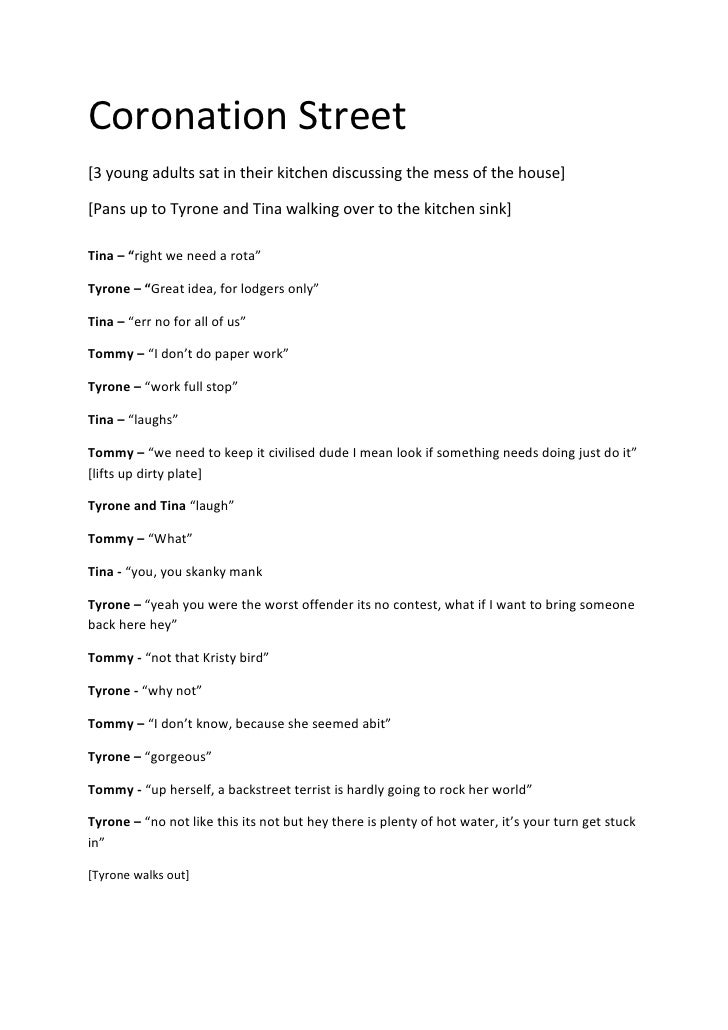 Coronation Street Script And Story Board