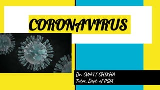 CORONAVIRUS
Dr. SWATI SHIKHA
Tutor, Dept. of PSM
 