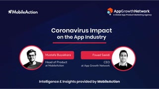 Coronavirus Impact
on the App Industry
Intelligence & Insights provided by MobileAction
Mustafa Buyukkara
Head of Product
at MobileAction
Fouad Saeidi
CEO
at App Growth Network
 