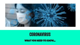 CORONAVIRUS
WHAT YOU NEED TO KNOW...
 