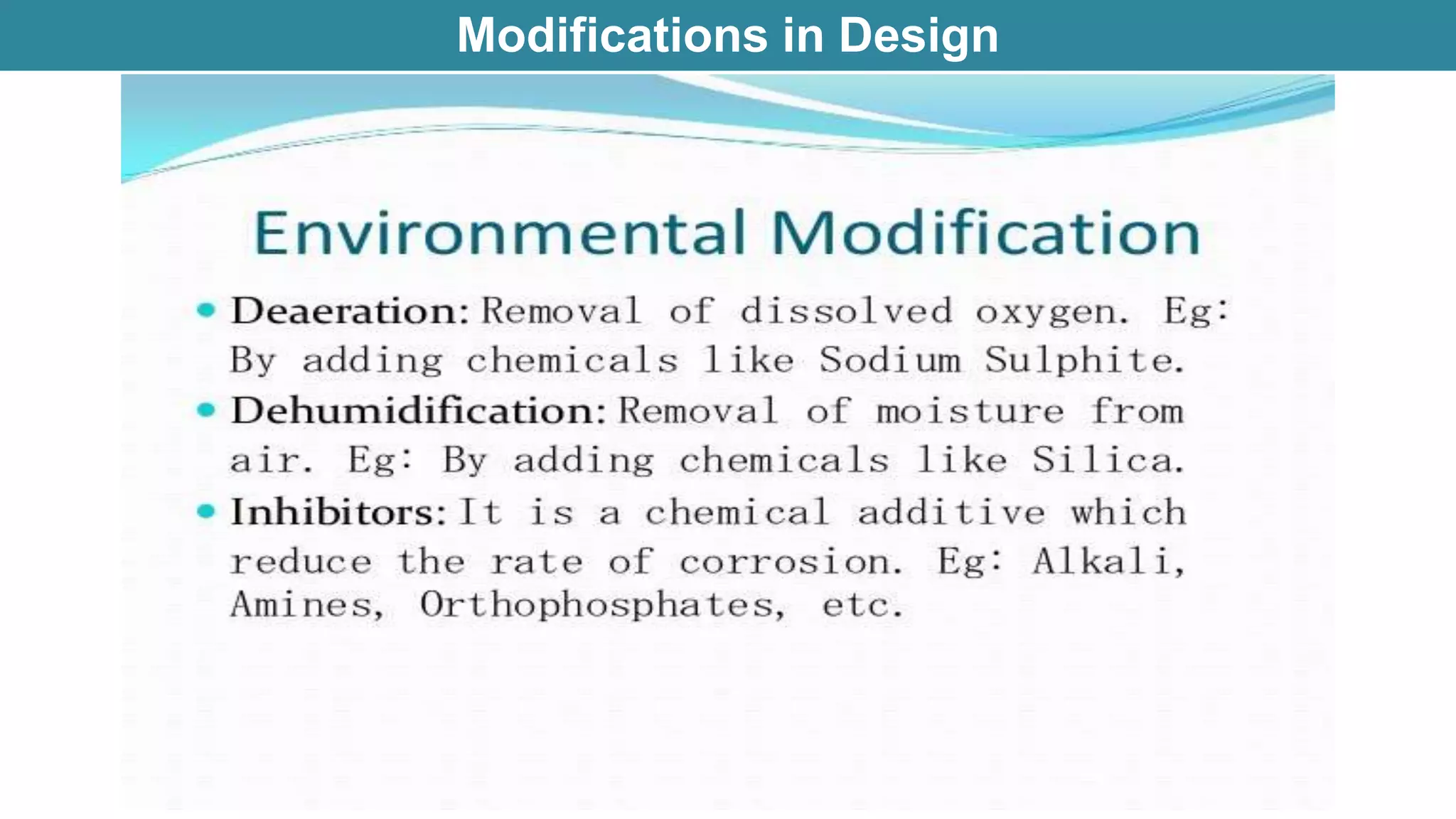 Modifications in Design
 