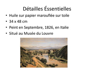 Détailles Éssentielles
• Huile sur papier marouflée sur toile
• 34 x 48 cm
• Peint en Septembre, 1826, en Italie
• Situé au Musée du Louvre
 
