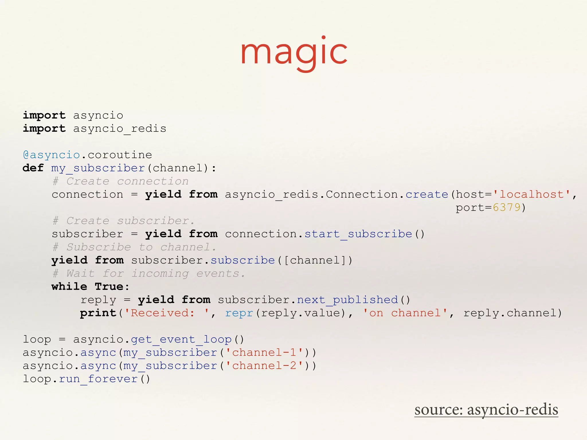 Python meetup: coroutines, event loops, and non-blocking I/O | PPT