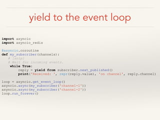 Python meetup: coroutines, event loops, and non-blocking I/O | PPT
