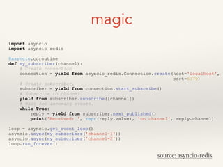 Python meetup: coroutines, event loops, and non-blocking I/O | PPT image.