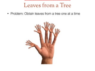• Problem: Obtain leaves from a tree one at a time
Leaves from a Tree
 