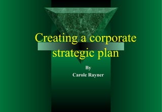 Creating a corporate
strategic plan
By
Carole Rayner
 