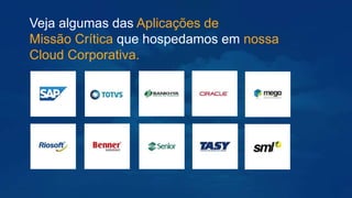 Veja algumas das Aplicações de
Missão Crítica que hospedamos em nossa
Cloud Corporativa.
 