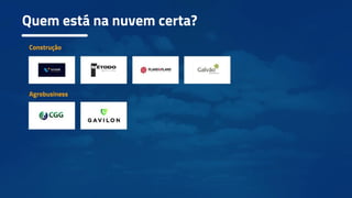 Construção
Agrobusiness
Quem está na nuvem certa?
 