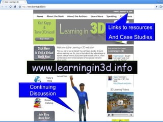 Links to resources And Case Studies www.learningin3d.info Continuing Discussion 