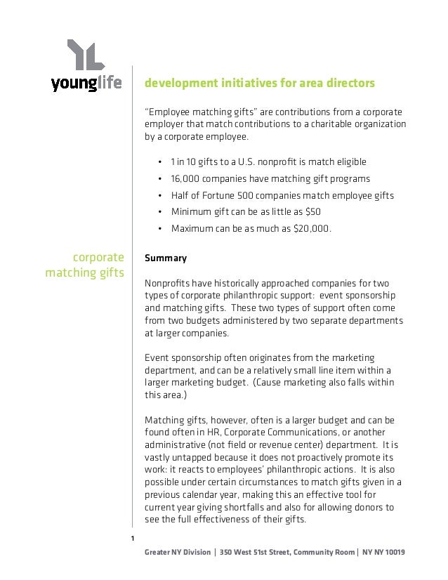 Corporate Matching Gifts overview