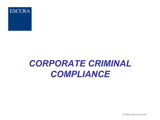 CORPORATE CRIMINAL
COMPLIANCE
Confidential Document
 