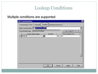 Lookup Conditions
Multiple conditions are supported
 